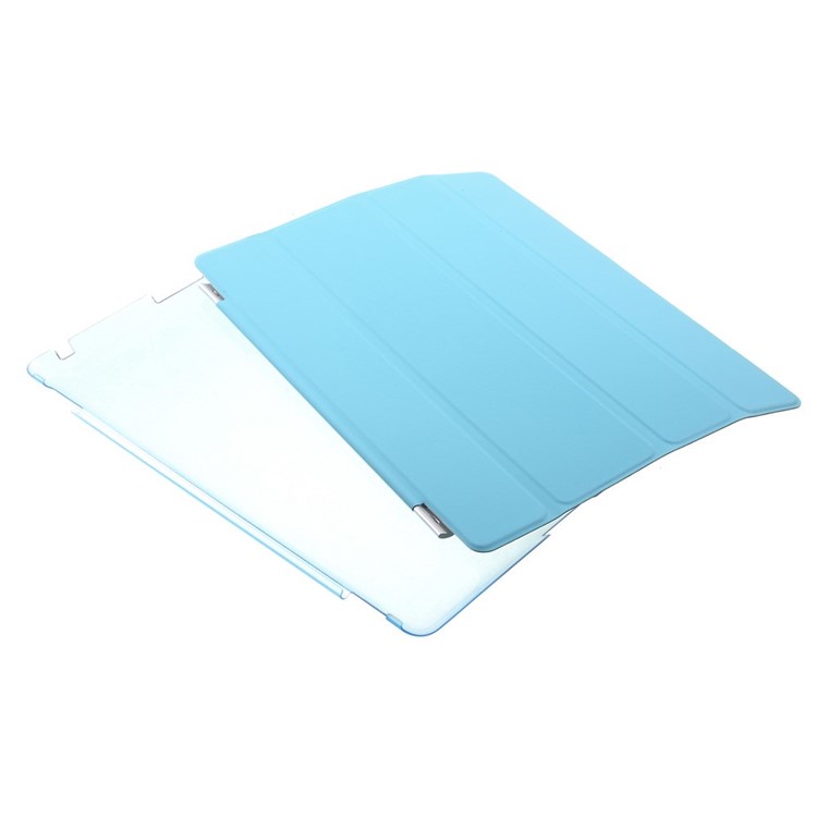 Four-fold Stand Smart Leather Case and Back Companion PC Case for The New iPad - Blue-11