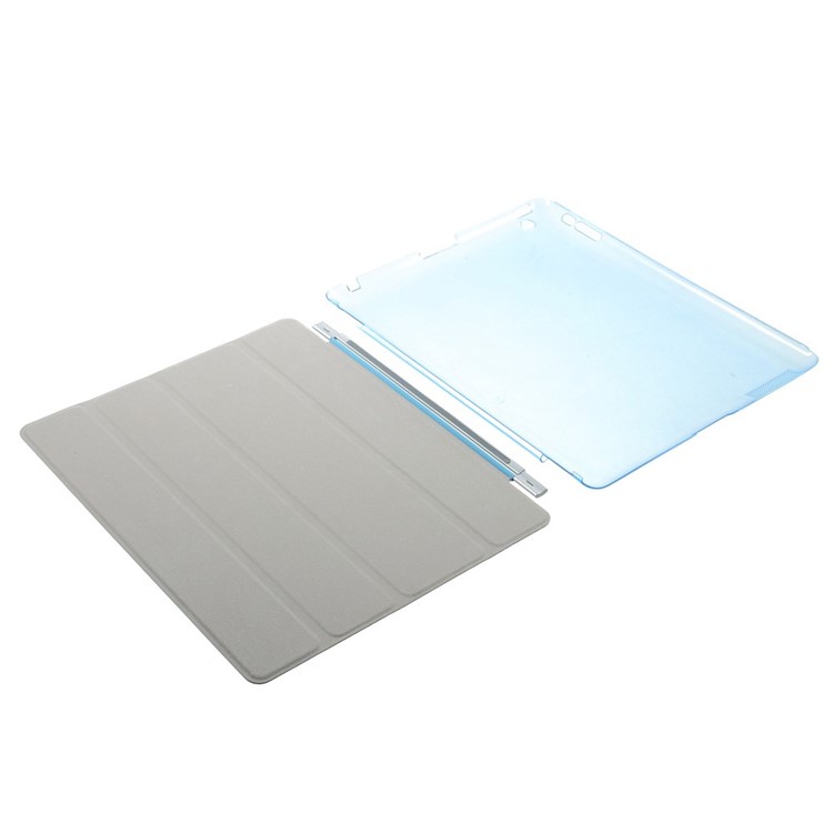 Four-fold Stand Smart Leather Case and Back Companion PC Case for The New iPad - Blue-12