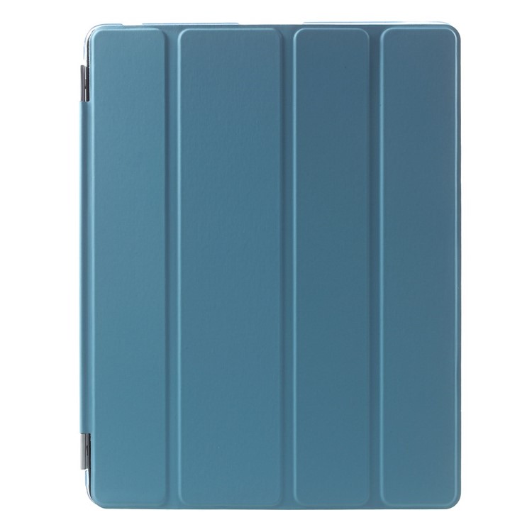 Four-fold Stand Smart Leather Case and Back Companion PC Case for The New iPad - Blue-2
