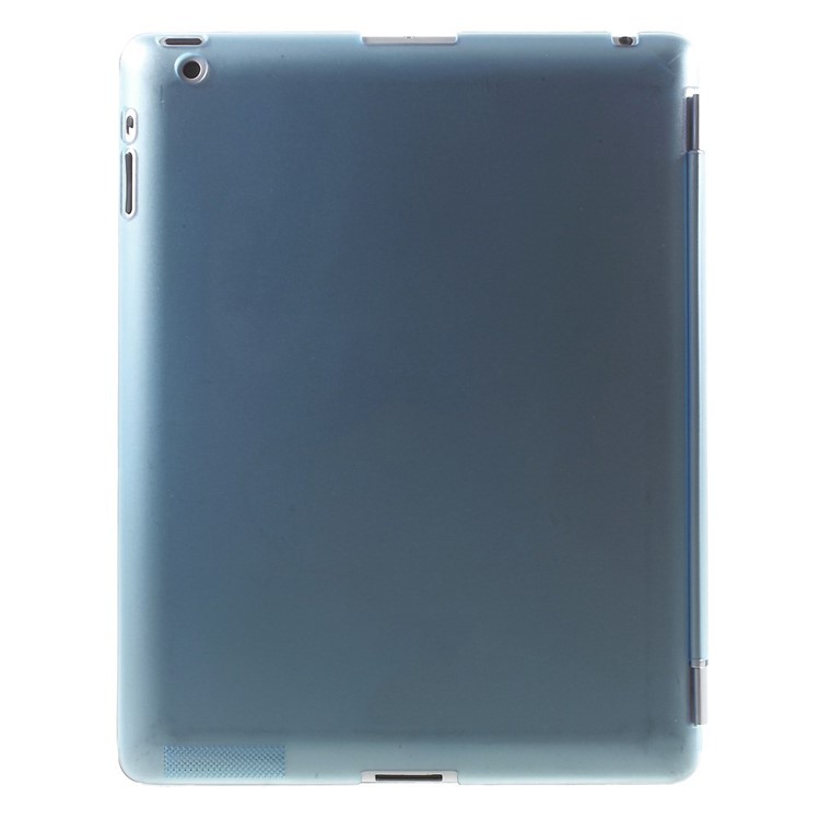 Four-fold Stand Smart Leather Case and Back Companion PC Case for The New iPad - Blue-3