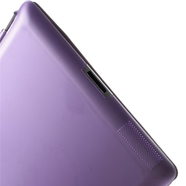 For The New iPad Four-fold Stand Smart Leather Cover and Back Companion PC Case - Purple-10