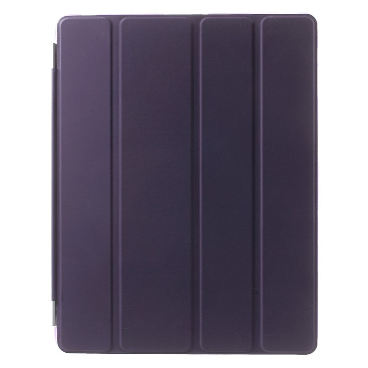 For The New iPad Four-fold Stand Smart Leather Cover and Back Companion PC Case - Purple-2