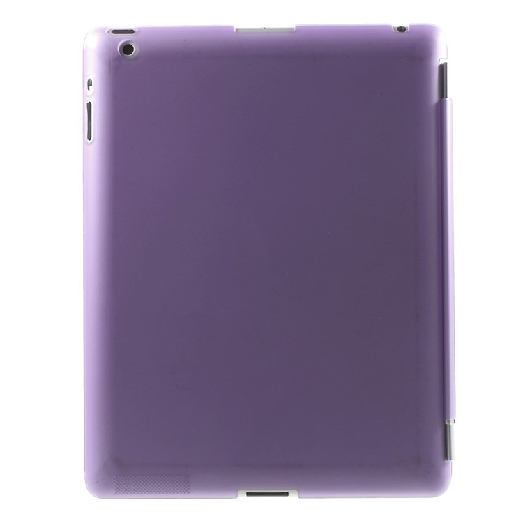 For The New iPad Four-fold Stand Smart Leather Cover and Back Companion PC Case - Purple-3