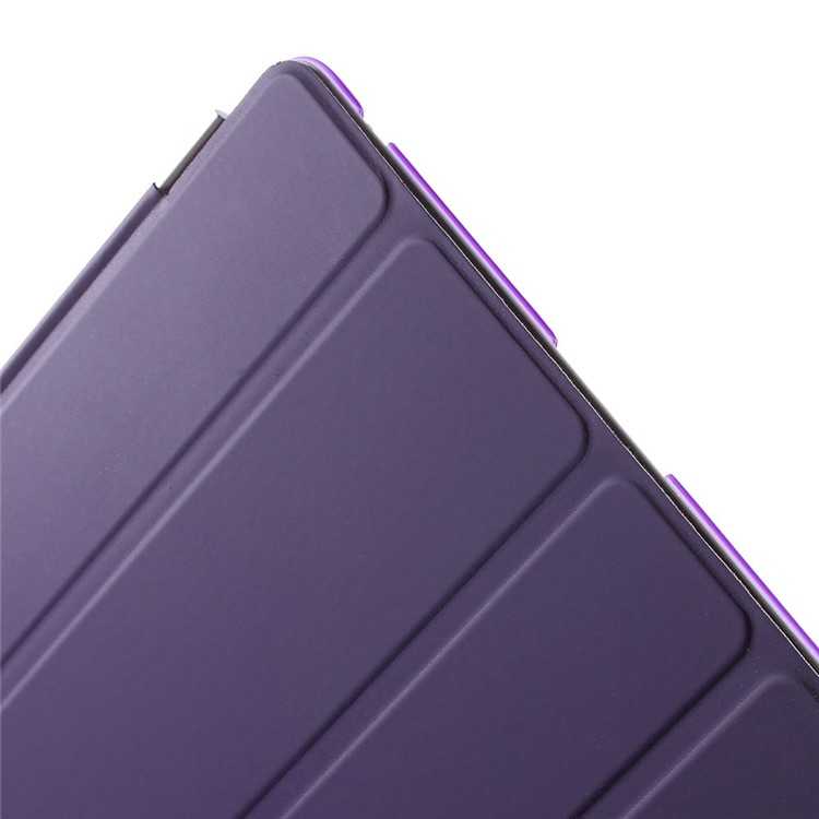 For The New iPad Four-fold Stand Smart Leather Cover and Back Companion PC Case - Purple-8