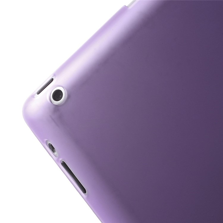 For The New iPad Four-fold Stand Smart Leather Cover and Back Companion PC Case - Purple-9