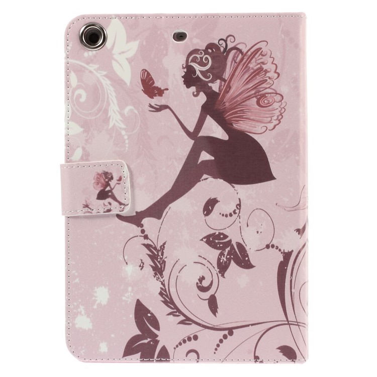 Leather Stand Shell for iPad Mini 1 / 2 / 3 - Rhinestone Girl with Wings and Butterfly-3