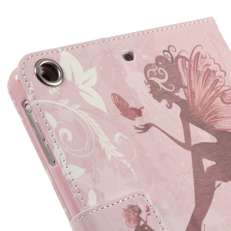 Leather Stand Shell for iPad Mini 1 / 2 / 3 - Rhinestone Girl with Wings and Butterfly-7