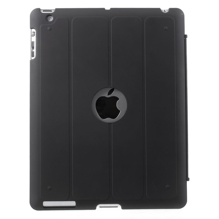 Four-fold Smart Leather Stand Case for iPad 2 3 4 - Black-3