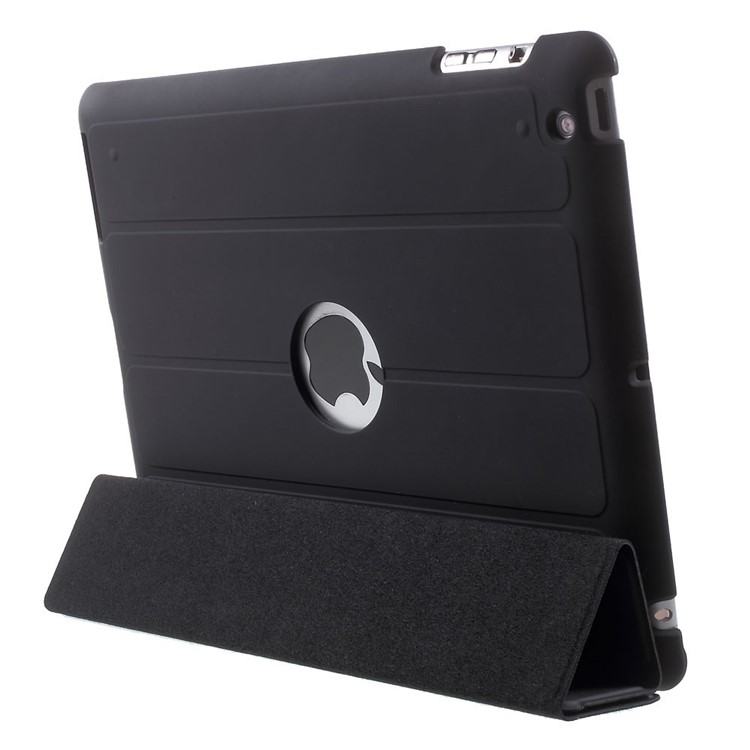 Four-fold Smart Leather Stand Case for iPad 2 3 4 - Black-5