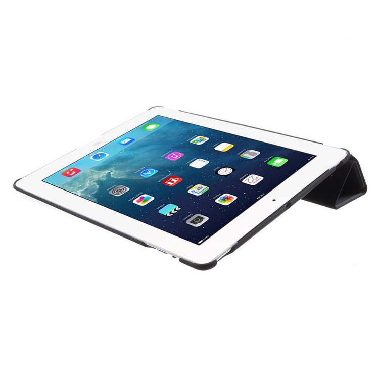 Four-fold Smart Leather Stand Case for iPad 2 3 4 - Black-6
