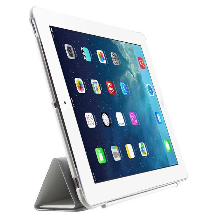 Four-fold Smart Leather Stand Case for iPad 2 3 4 - White-4
