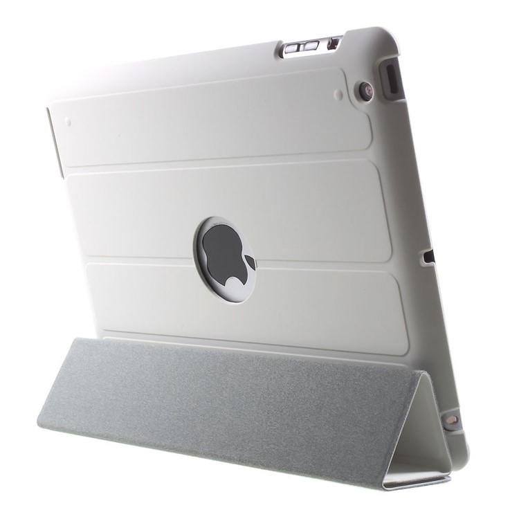 Four-fold Smart Leather Stand Case for iPad 2 3 4 - White-5