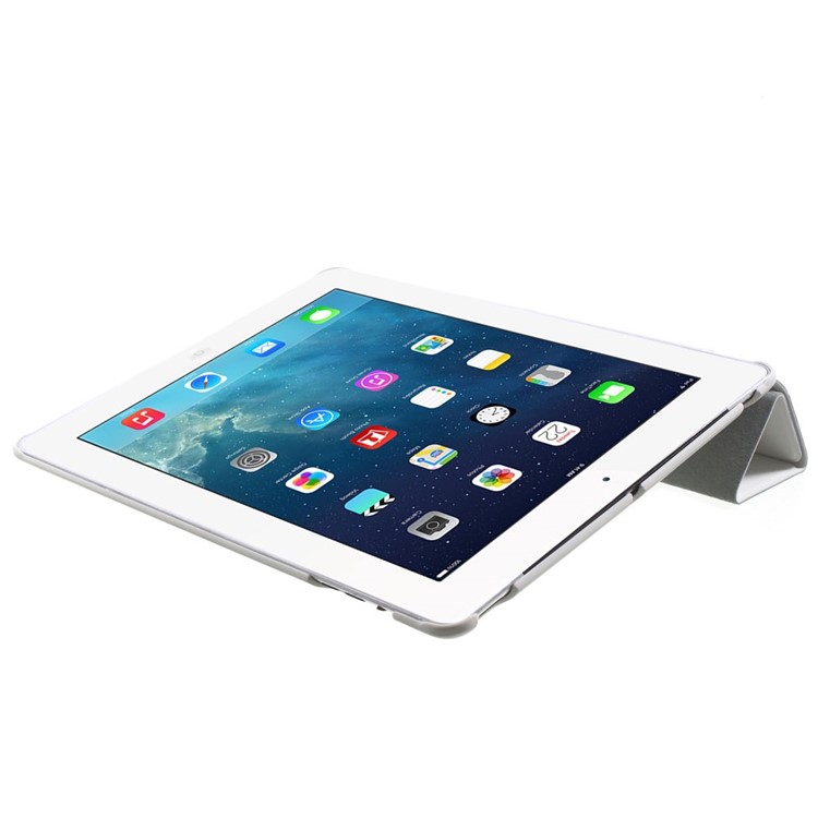 Four-fold Smart Leather Stand Case for iPad 2 3 4 - White-6