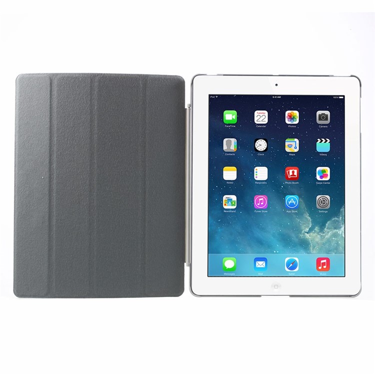 Four-fold Smart Leather Stand Case for iPad 2 3 4 - White-7