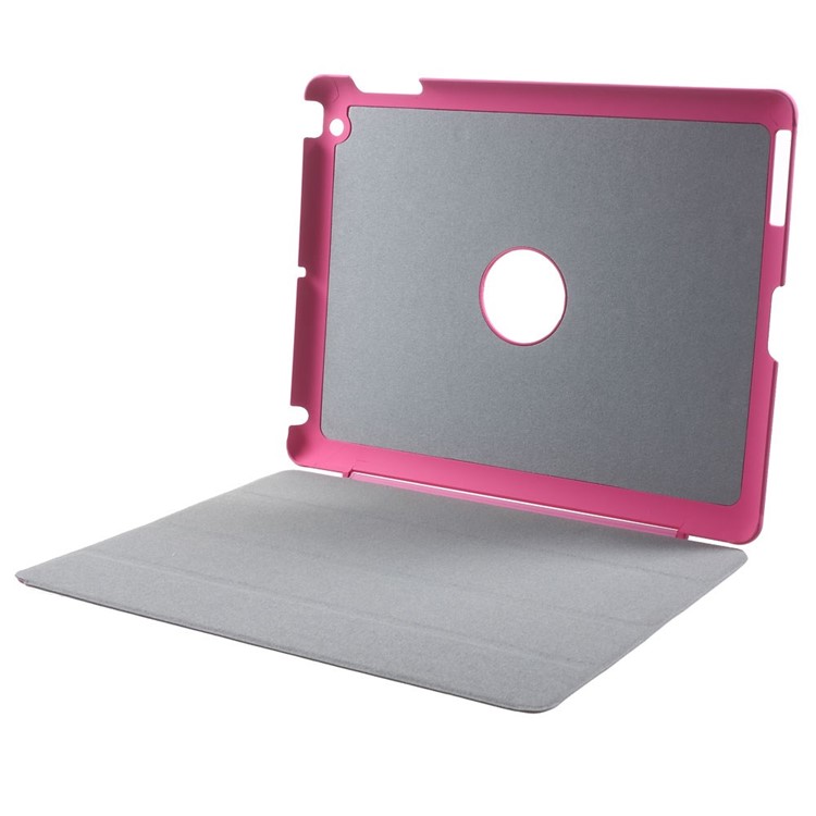 Four-fold Smart Leather Stand Cover for iPad 2 3 4 - Pink-11