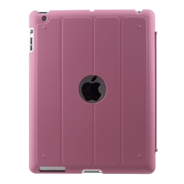 Four-fold Smart Leather Stand Cover for iPad 2 3 4 - Pink-3