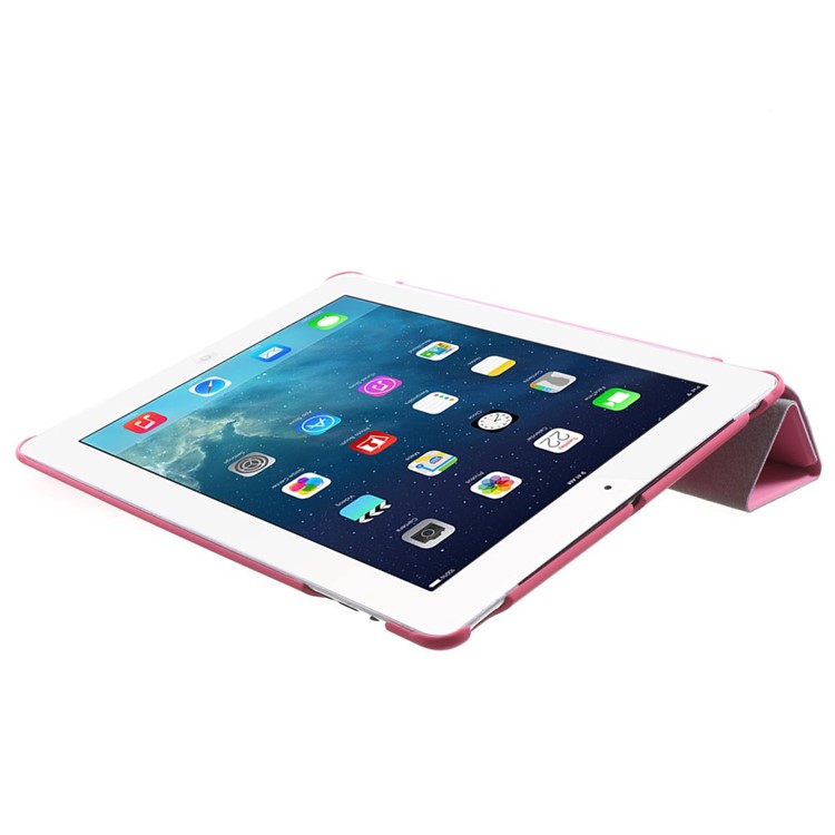 Four-fold Smart Leather Stand Cover for iPad 2 3 4 - Pink-6