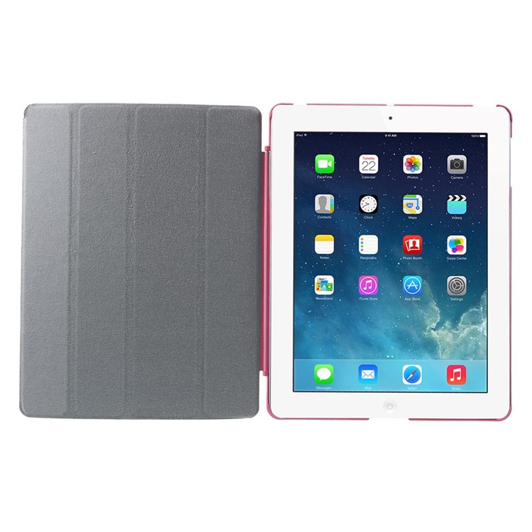 Four-fold Smart Leather Stand Cover for iPad 2 3 4 - Pink-7