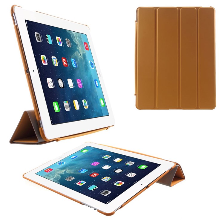 Four-fold Smart Leather Stand Cover for iPad 2 3 4 - Orange-1