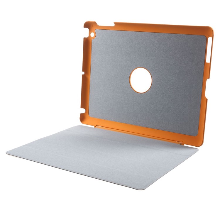 Four-fold Smart Leather Stand Cover for iPad 2 3 4 - Orange-11