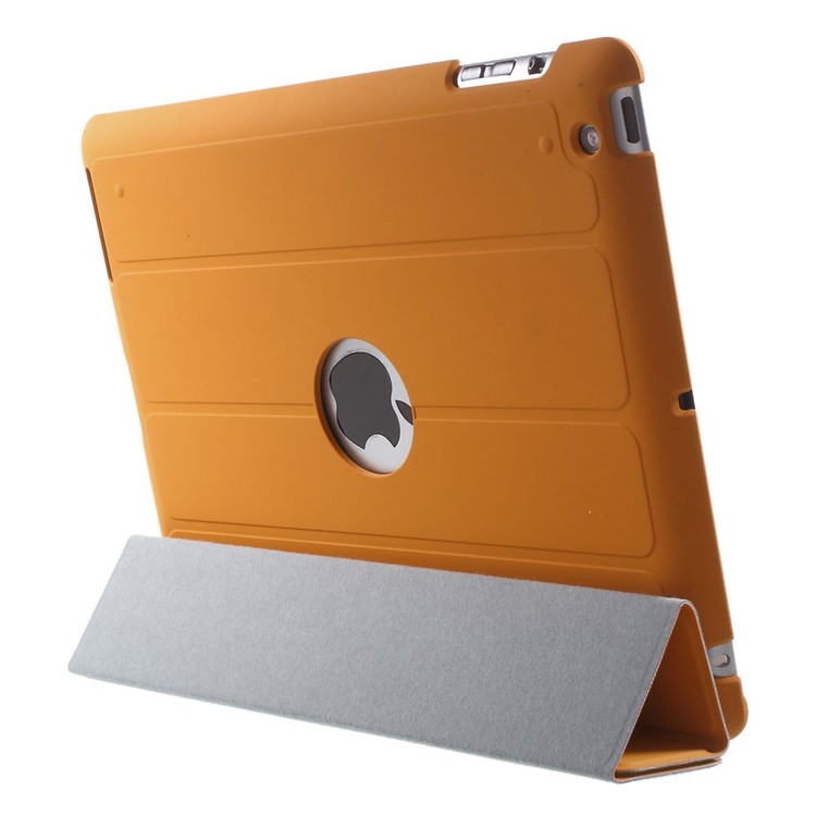 Four-fold Smart Leather Stand Cover for iPad 2 3 4 - Orange-5