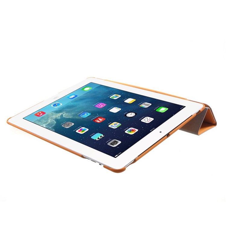 Four-fold Smart Leather Stand Cover for iPad 2 3 4 - Orange-6