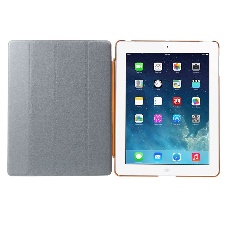 Four-fold Smart Leather Stand Cover for iPad 2 3 4 - Orange-7