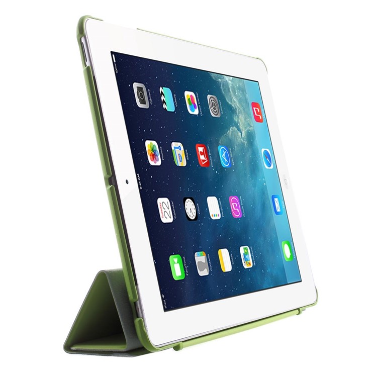 Four-fold Smart Leather Stand Case for iPad 2 3 4 - Green-4