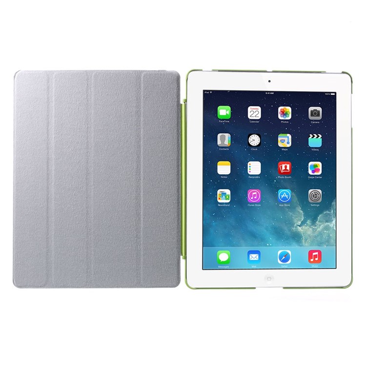 Four-fold Smart Leather Stand Case for iPad 2 3 4 - Green-7