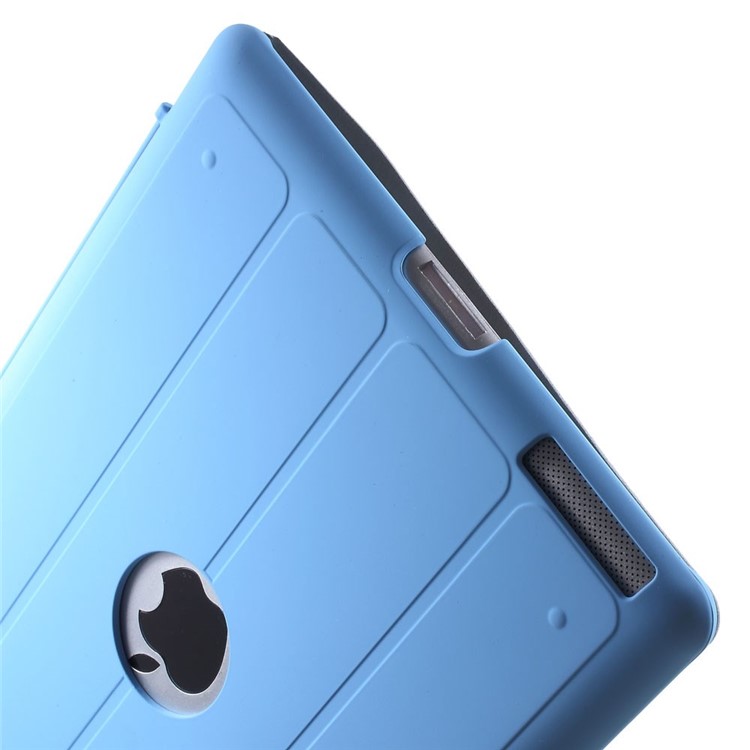 Four-fold Smart Leather Stand Shell for iPad 2 3 4 - Baby Blue-10