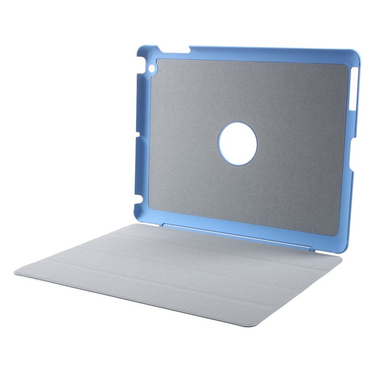 Four-fold Smart Leather Stand Shell for iPad 2 3 4 - Baby Blue-11