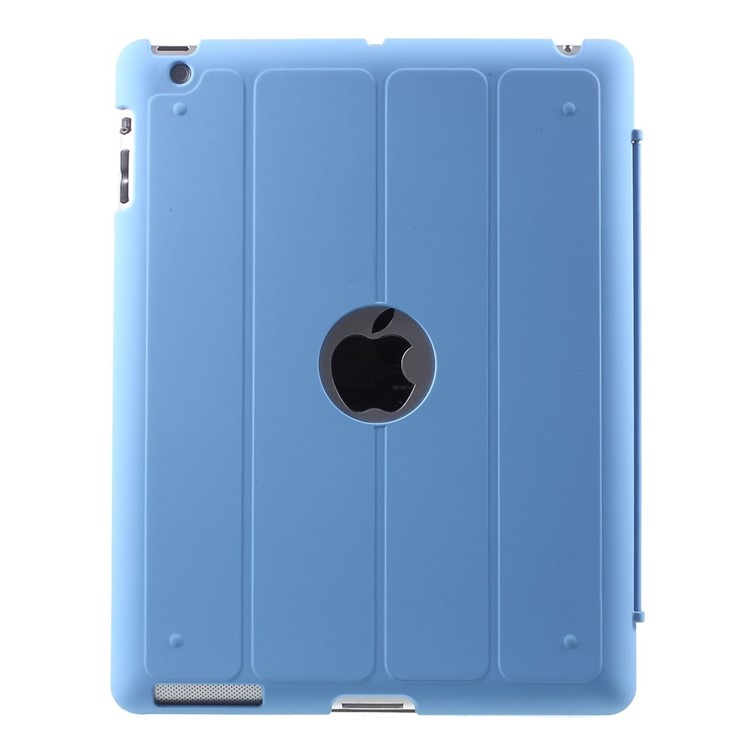 Four-fold Smart Leather Stand Shell for iPad 2 3 4 - Baby Blue-3