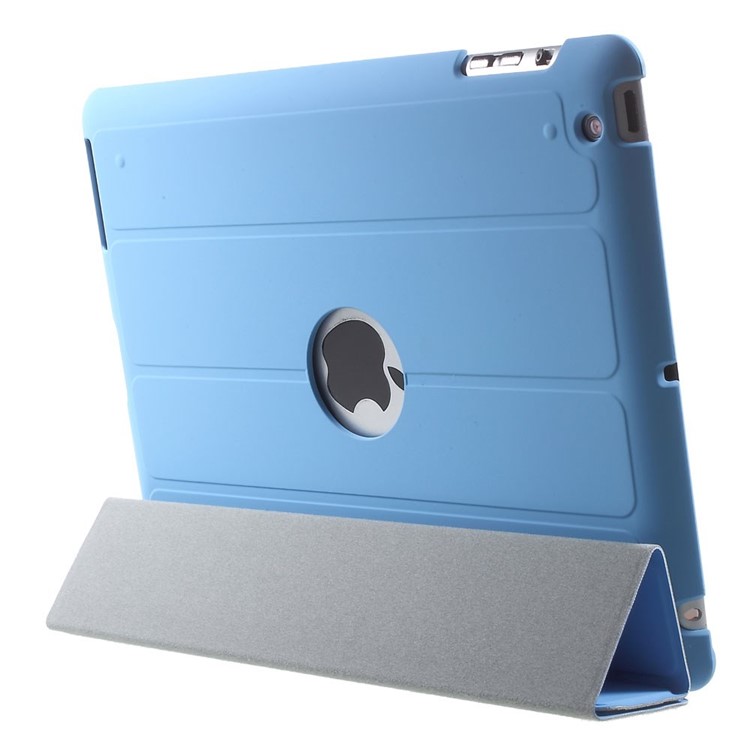 Four-fold Smart Leather Stand Shell for iPad 2 3 4 - Baby Blue-5