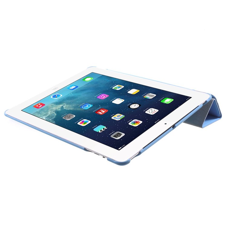 Four-fold Smart Leather Stand Shell for iPad 2 3 4 - Baby Blue-6