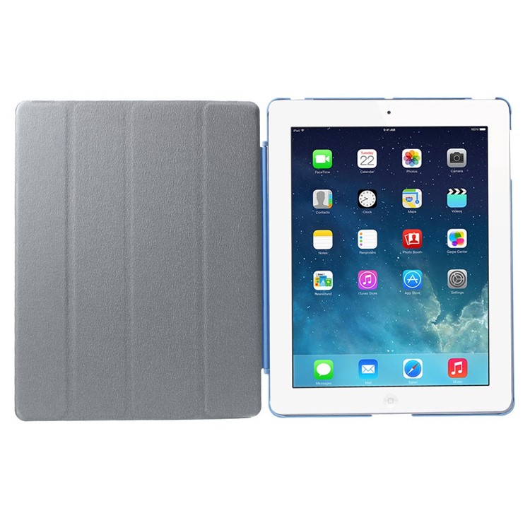 Four-fold Smart Leather Stand Shell for iPad 2 3 4 - Baby Blue-7