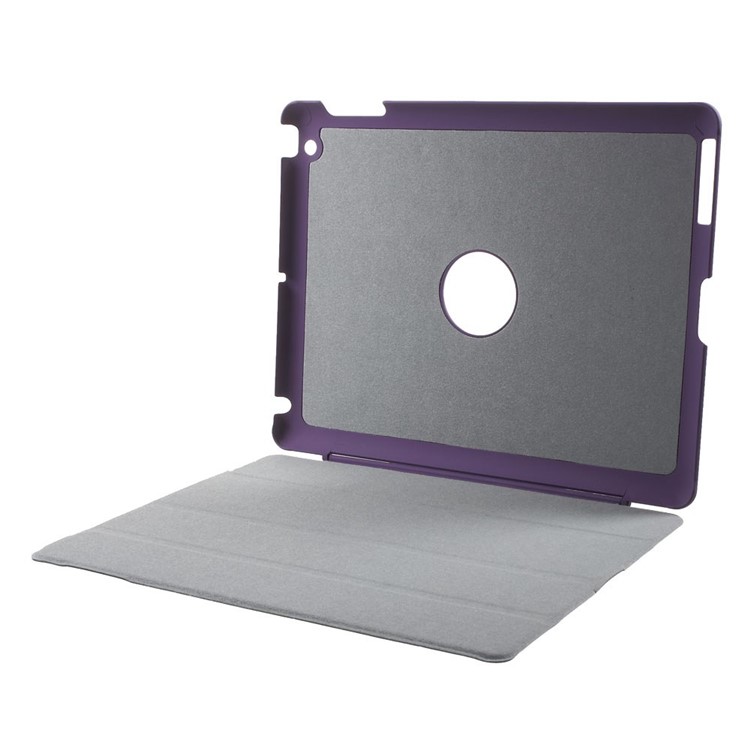 Four-fold Smart PU Leather Stand Shell for iPad 2 3 4 - Purple-11