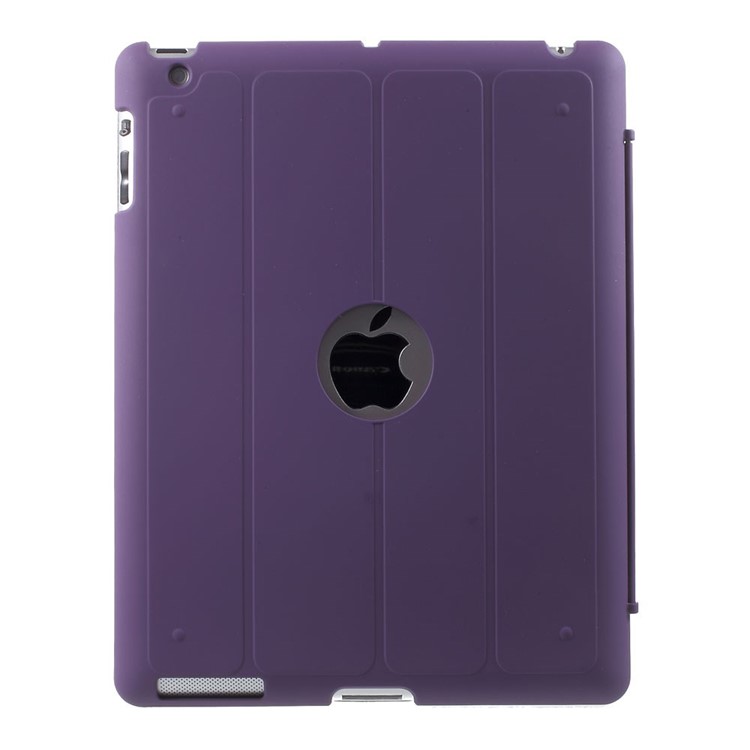 Four-fold Smart PU Leather Stand Shell for iPad 2 3 4 - Purple-3