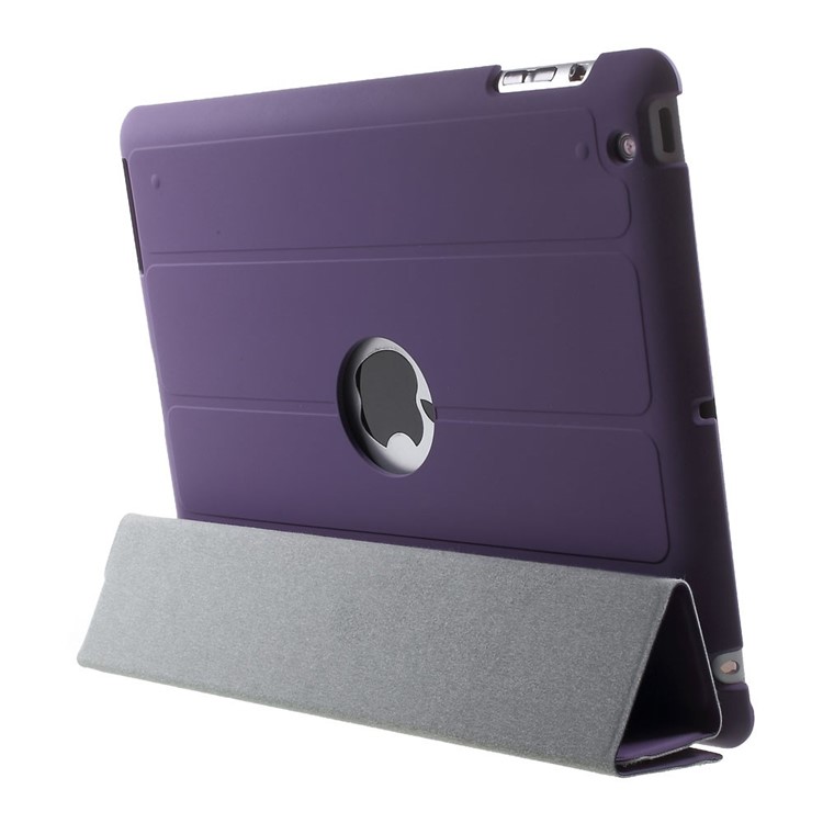 Four-fold Smart PU Leather Stand Shell for iPad 2 3 4 - Purple-5