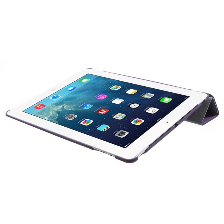 Four-fold Smart PU Leather Stand Shell for iPad 2 3 4 - Purple-6