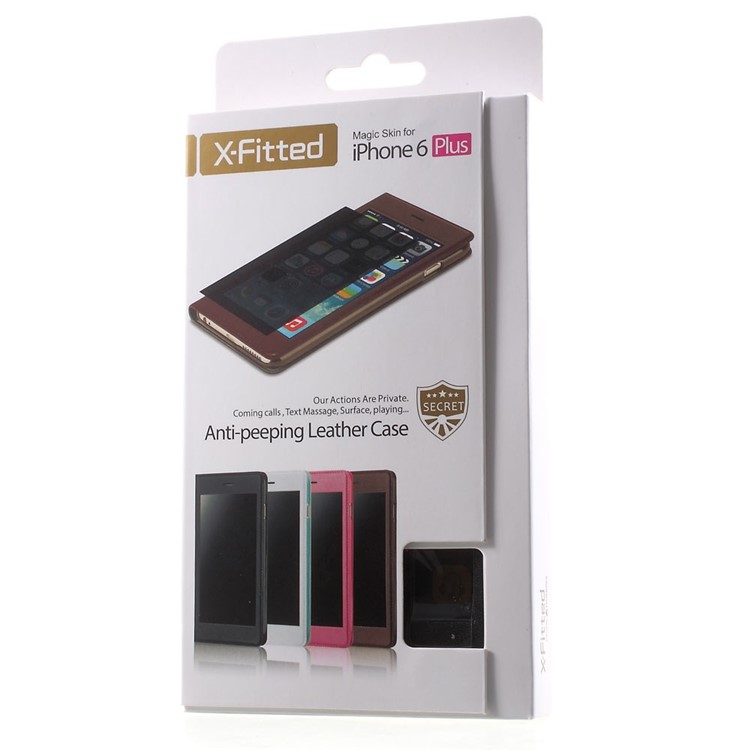 X-FITTED for iPhone 6 Plus / 6s Plus Leather Case with Anti-peep Privacy Full Touchable Window - Black-11