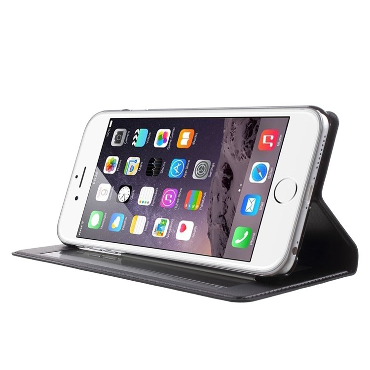 X-FITTED for iPhone 6 Plus / 6s Plus Leather Case with Anti-peep Privacy Full Touchable Window - Black-3