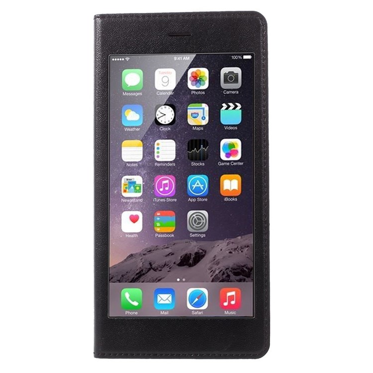 X-FITTED for iPhone 6 Plus / 6s Plus Leather Case with Anti-peep Privacy Full Touchable Window - Black-5