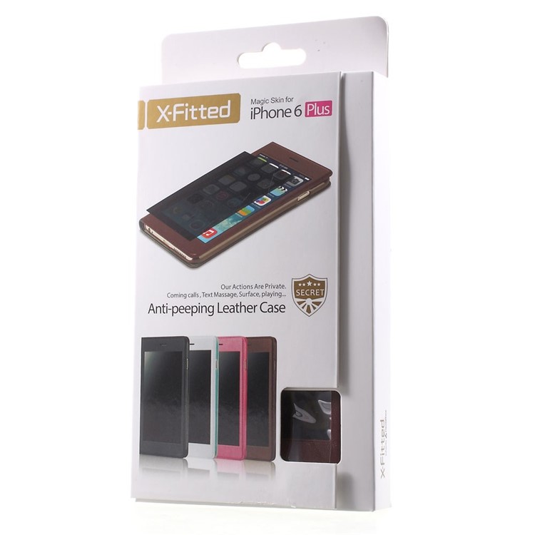 X-FITTED Anti-peep Privacy Full Touchable Window Leather Flip Cover for iPhone 6 Plus / 6s Plus with Stand - Brown-12