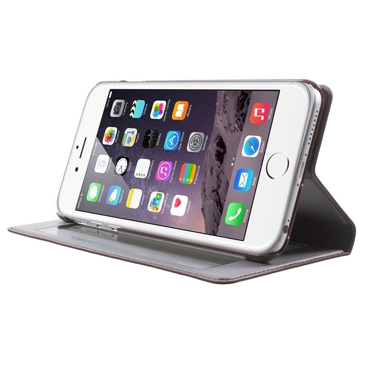 X-FITTED Anti-peep Privacy Full Touchable Window Leather Flip Cover for iPhone 6 Plus / 6s Plus with Stand - Brown-3