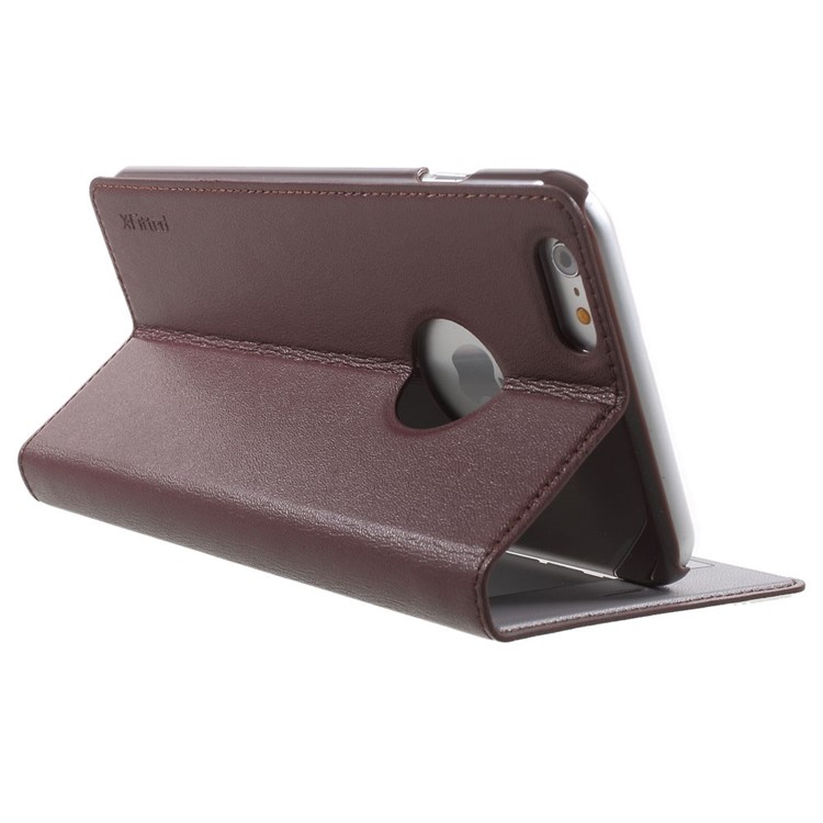 X-FITTED Anti-peep Privacy Full Touchable Window Leather Flip Cover for iPhone 6 Plus / 6s Plus with Stand - Brown-4