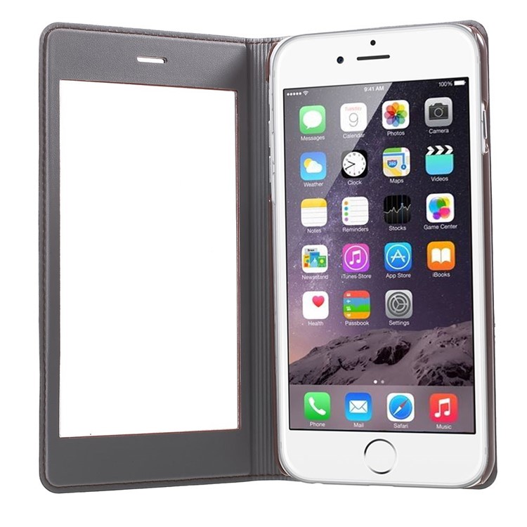 X-FITTED Anti-peep Privacy Full Touchable Window Leather Flip Cover for iPhone 6 Plus / 6s Plus with Stand - Brown-5