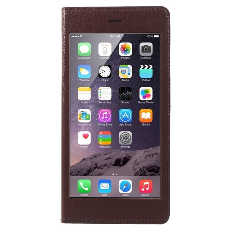 X-FITTED Anti-peep Privacy Full Touchable Window Leather Flip Cover for iPhone 6 Plus / 6s Plus with Stand - Brown-6