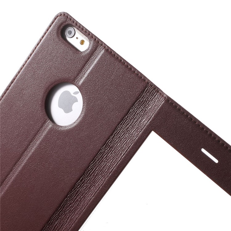X-FITTED Anti-peep Privacy Full Touchable Window Leather Flip Cover for iPhone 6 Plus / 6s Plus with Stand - Brown-7
