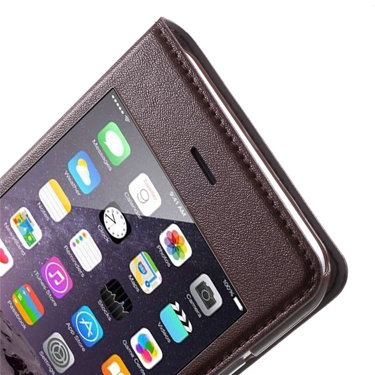 X-FITTED Anti-peep Privacy Full Touchable Window Leather Flip Cover for iPhone 6 Plus / 6s Plus with Stand - Brown-8
