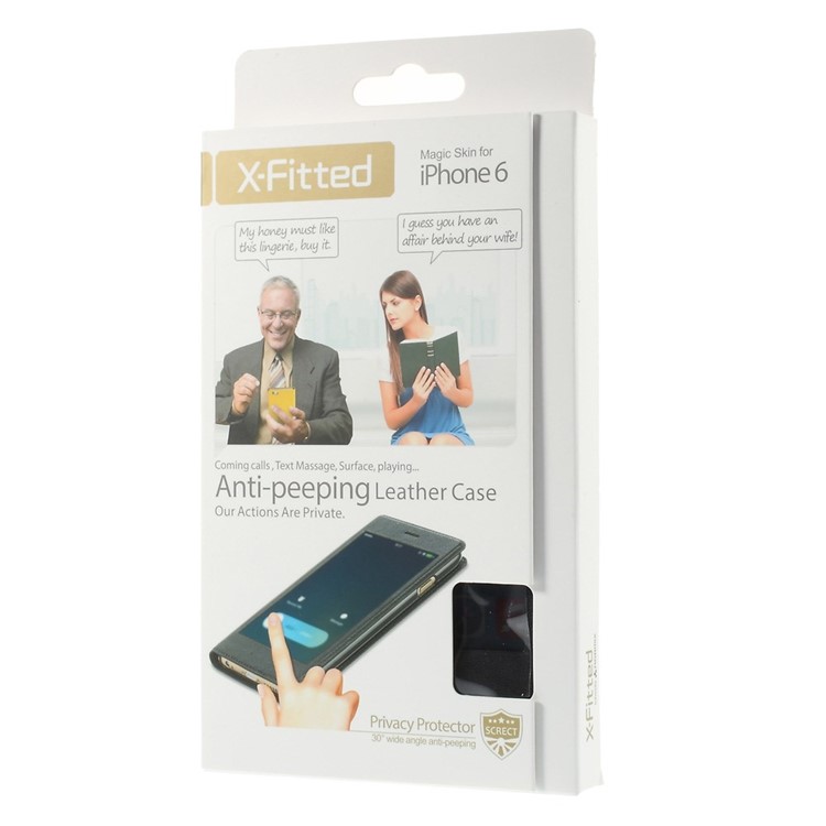 X-FITTED Leather Case for iPhone 6 / 6s 4.7-inch with Anti-peep Privacy Full Touchable Window - Black-11